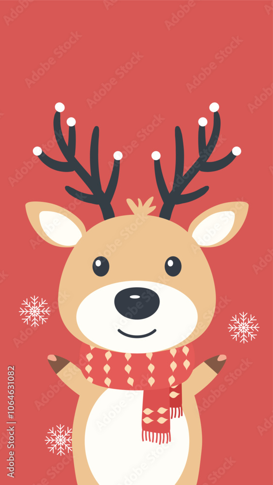 Christmas reindeer cartoon illustration wallpaper Christmas reindeer cartoon illustration wallpaper
