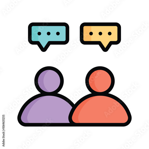 Two people with speech bubbles, symbolizing team discussion or chat