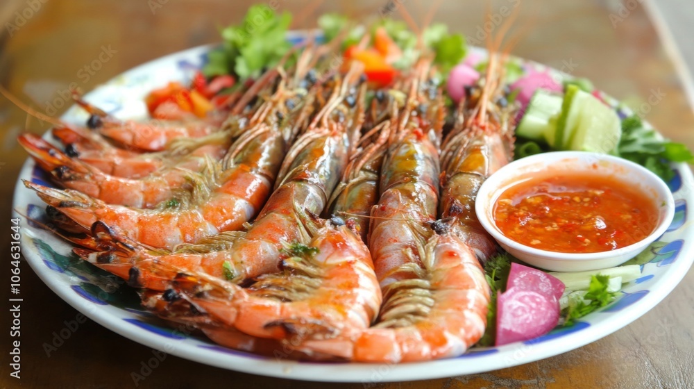 Succulent Shrimp Dish with Spicy Dipping Sauce Succulent Shrimp Dish with Spicy Dipping Sauce