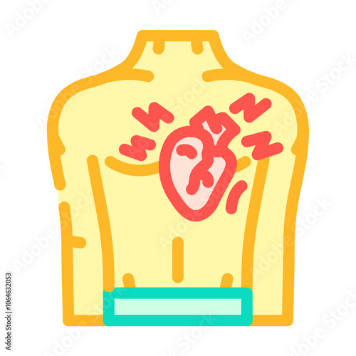 chest pain palpitations disease symptom color icon vector. chest pain palpitations disease symptom sign. isolated symbol illustration