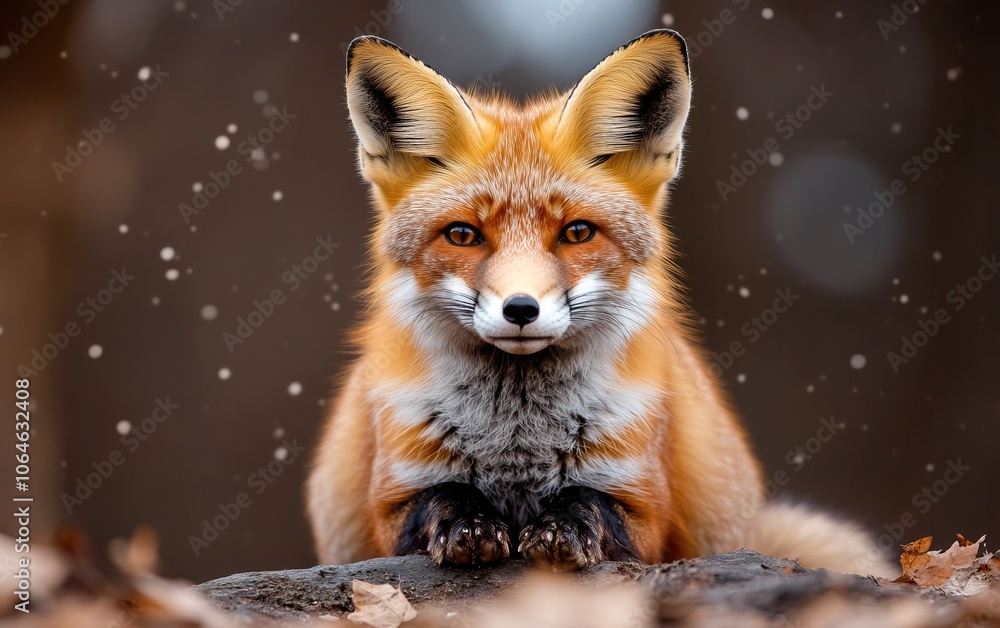 A close-up of a red fox in a snowy environment, showcasing its striking orange fur and keen expression. A close-up of a red fox in a snowy environment, showcasing its striking orange fur and keen expression.