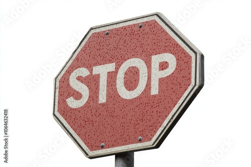 A classic red stop sign stands prominently against a white backdrop. It symbolizes caution and the importance of road safety. Essential for traffic regulation. Generative AI