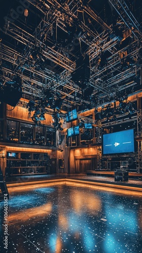 Expansive TV Studio Stage with Elaborate Set Design photo