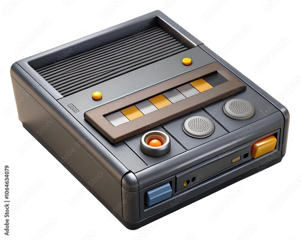 Fototapeta premium retro portable cassette recorder, isolated on white background