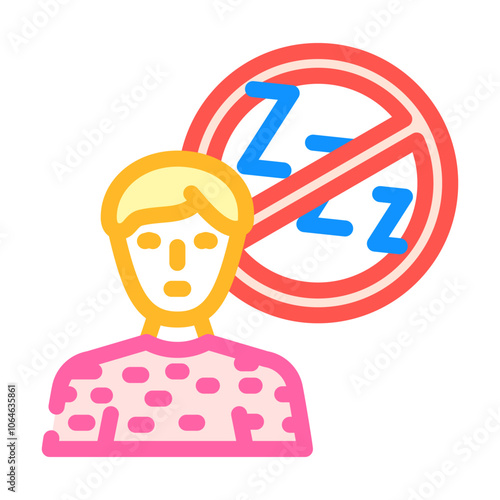 difficulty sleeping disease symptom color icon vector. difficulty sleeping disease symptom sign. isolated symbol illustration