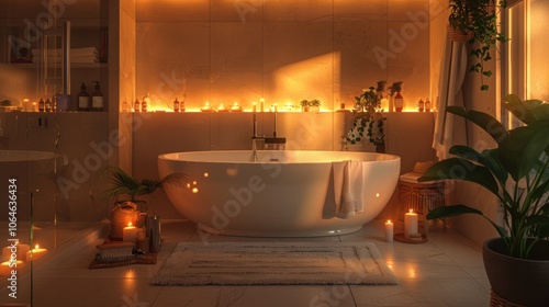 Relaxing Bathroom with Candlelight