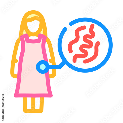 kid girl helminth worm color icon vector. kid girl helminth worm sign. isolated symbol illustration