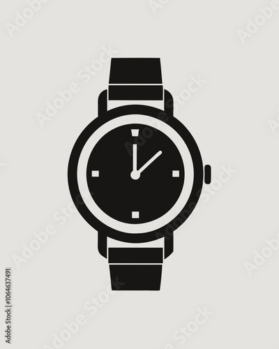 Minimalist Watch Silhouette Vector – Icon for Time, Clock, and Watch Design Projects. Best hand watch Silhouette Vector illustration.