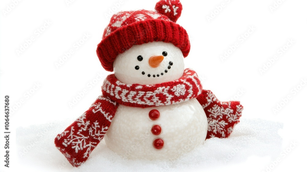 A simple yet charming snowman on a white background, capturing winter joy in a lighthearted and cheerful scene A simple yet charming snowman on a white background, capturing winter joy in a lighthearted and cheerful scene