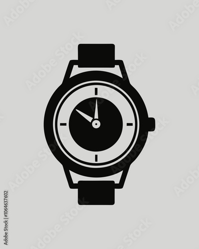 Minimalist Watch Silhouette Vector – Icon for Time, Clock, and Watch Design Projects. Best hand watch Silhouette Vector illustration.