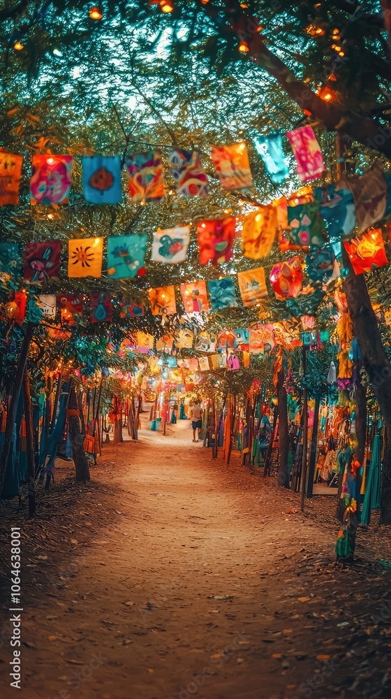 Fototapeta premium Vibrant Summer Festival Maze Pathway