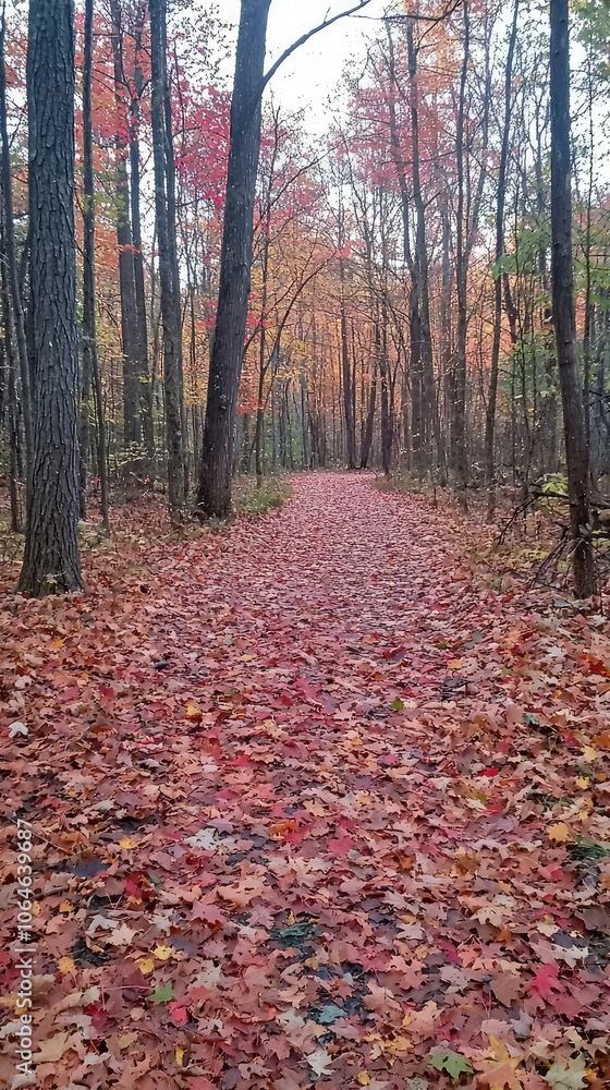 Vibrant Autumn Path in a Forest Vibrant Autumn Path in a Forest