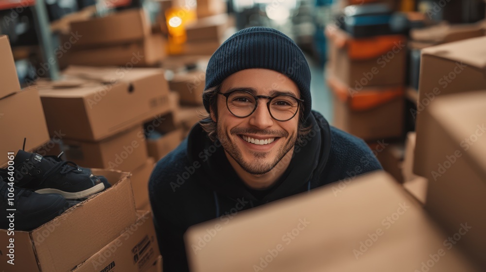 The Smiling Man in Warehouse The Smiling Man in Warehouse