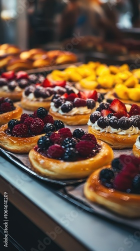 Freshly Baked Fruit Danishes on a Tray