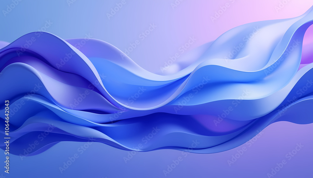 Fototapeta premium Abstract flowing shape with gentle curves in shades of blue and purple, ideal for serene and elegant visuals.