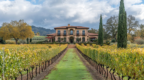 A beautiful villa surrounded by vineyards, perfect for a Thanksgiving retreat.