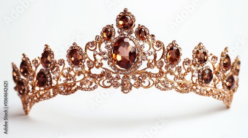 Crown photography on a white background, featuring a classic, regal crown with high detail and studio lighting photo