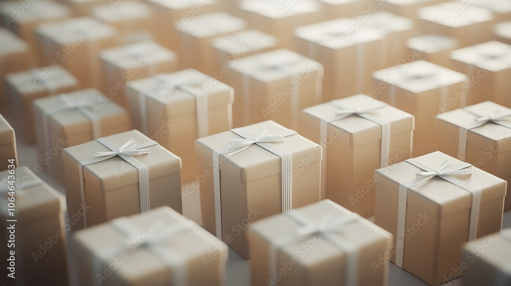Array of Clean Gift Boxes on Clean Background in Repeating Pattern Array of Clean Gift Boxes on Clean Background in Repeating Pattern