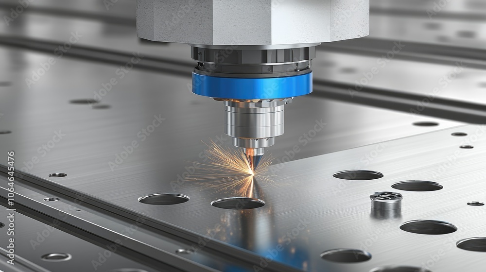 CNC Machine Cutting Metal with Precision and Accuracy, Industrial Automation Technology CNC Machine Cutting Metal with Precision and Accuracy, Industrial Automation Technology