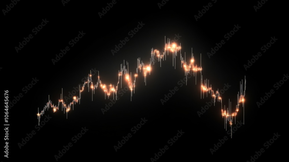 Glowing Stock Market Chart on Black Background Glowing Stock Market Chart on Black Background