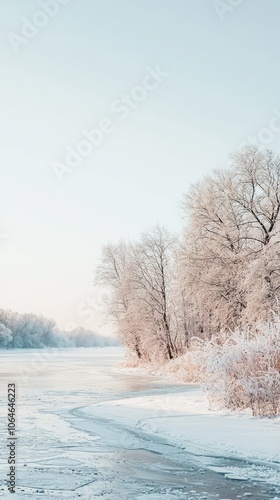 Serene Winter Landscape with Snow Covered Trees