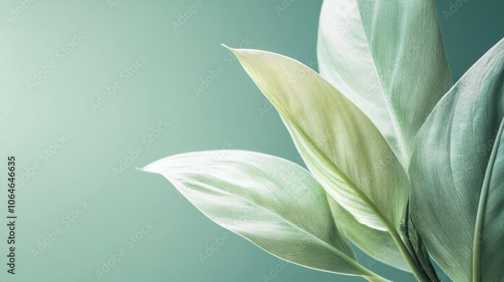 Elegant close-up of a plant with intricate textures, set on a smooth green background for a serene nature look Elegant close-up of a plant with intricate textures, set on a smooth green background for a serene nature look