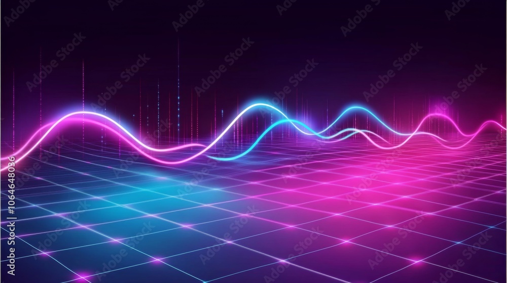 Fototapeta premium Abstract Neon Wave Patterns on a Dark Background