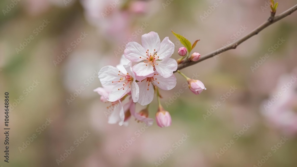 Soft focus cherry blossom branch with delicate pastel pink petals on a blurred background, blur, floral, cherry blossom Soft focus cherry blossom branch with delicate pastel pink petals on a blurred background, blur, floral, cherry blossom