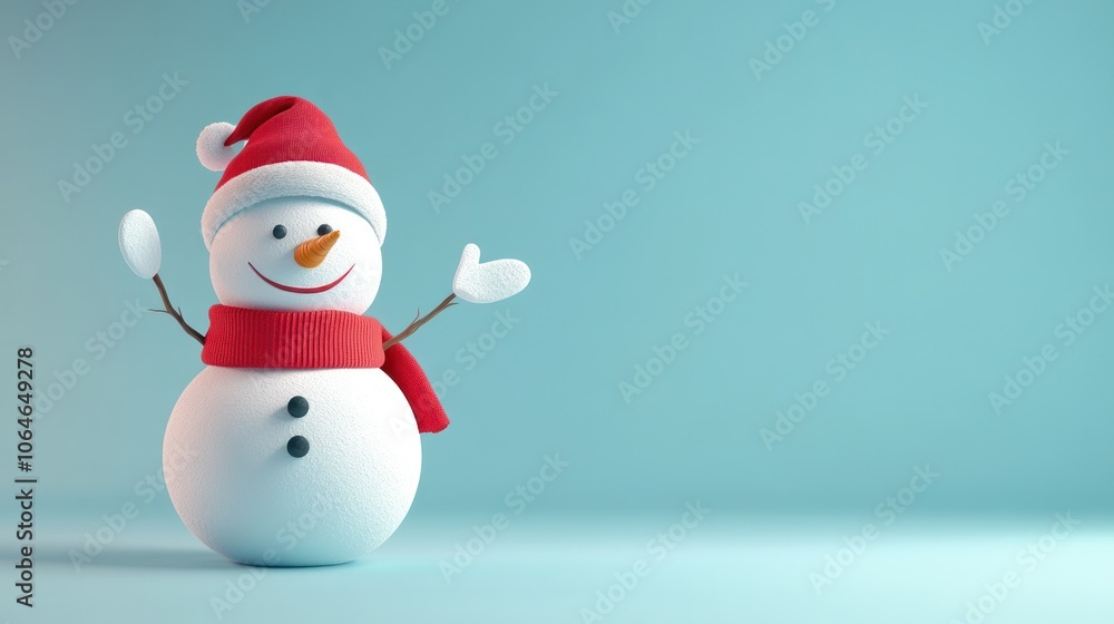 Happy snowman on a clean background, showcasing classic holiday spirit with minimal distractions Happy snowman on a clean background, showcasing classic holiday spirit with minimal distractions