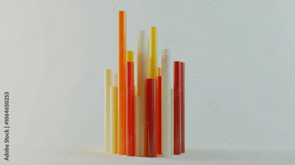 Colorful Sticks in Gradient Arrangement on White Background Colorful Sticks in Gradient Arrangement on White Background