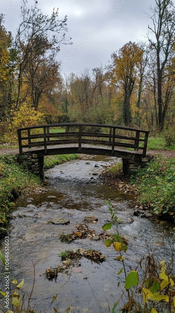 Quaint Wooden Bridge Over Babbling Brook Quaint Wooden Bridge Over Babbling Brook