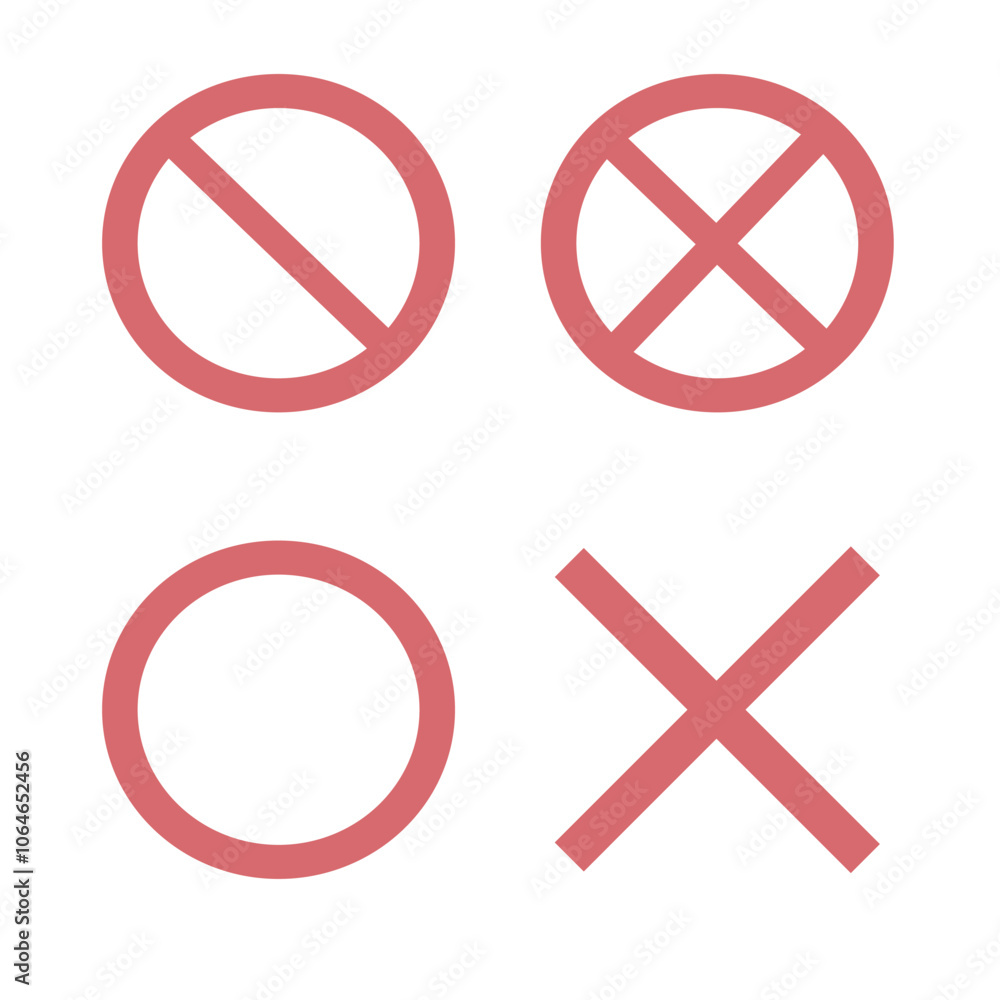 Obraz premium 丸と色々な禁止のアイコンセット