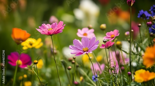 Showcase a vibrant flower field in full bloom.