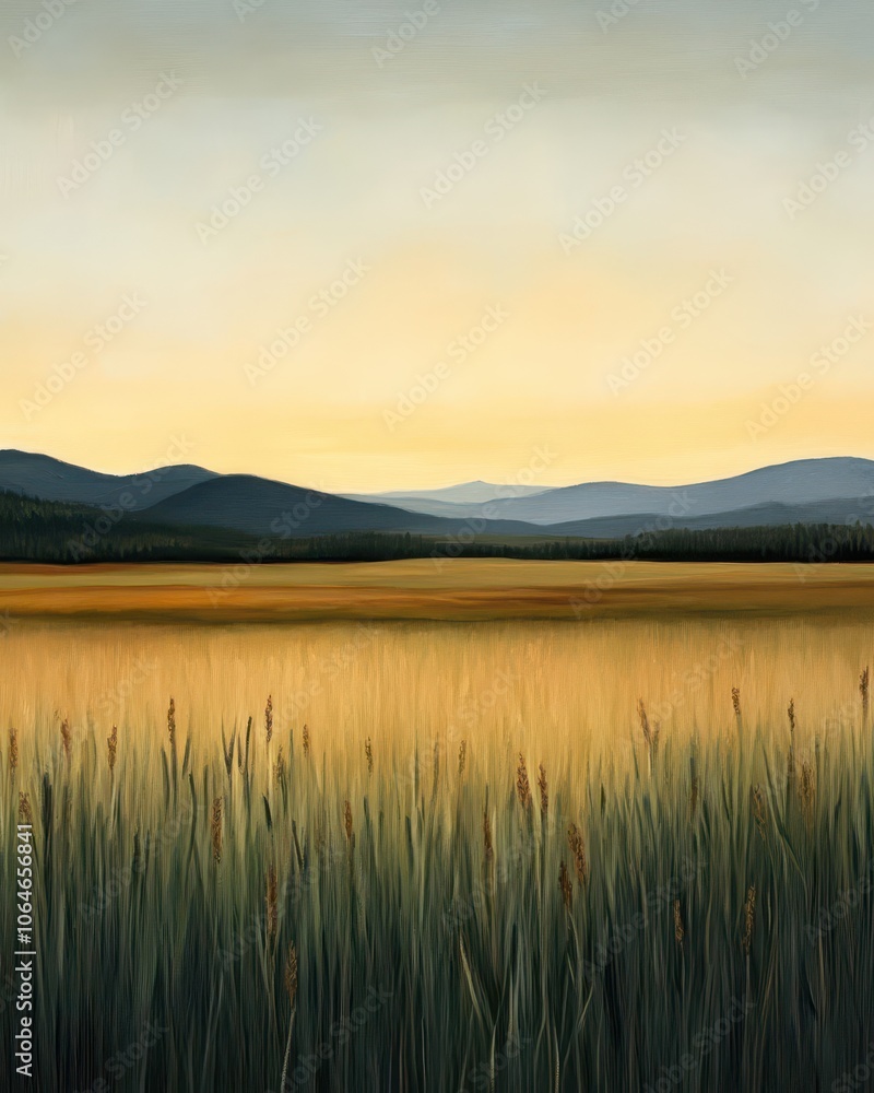 Tranquil Sunrise Over an Opulent Field, Capturing Mesmerizing Stillness and Natural Beauty Tranquil Sunrise Over an Opulent Field, Capturing Mesmerizing Stillness and Natural Beauty