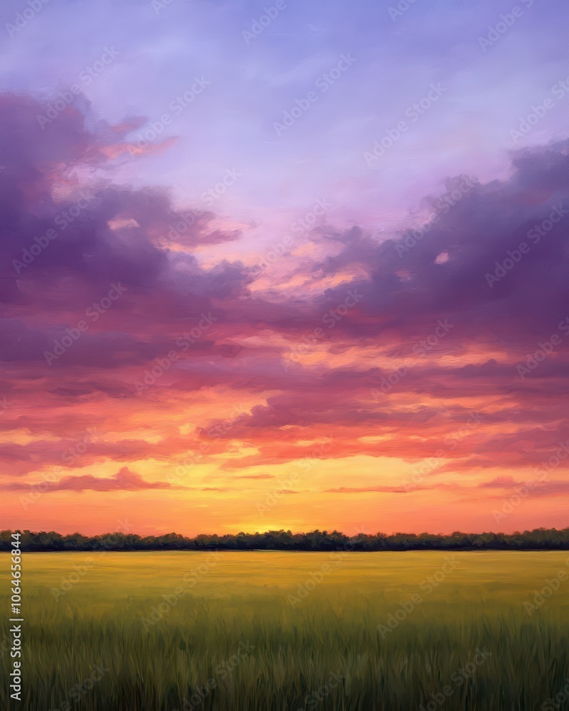 Tranquil Sunrise Over an Opulent Field, Capturing Mesmerizing Stillness and Natural Beauty Tranquil Sunrise Over an Opulent Field, Capturing Mesmerizing Stillness and Natural Beauty