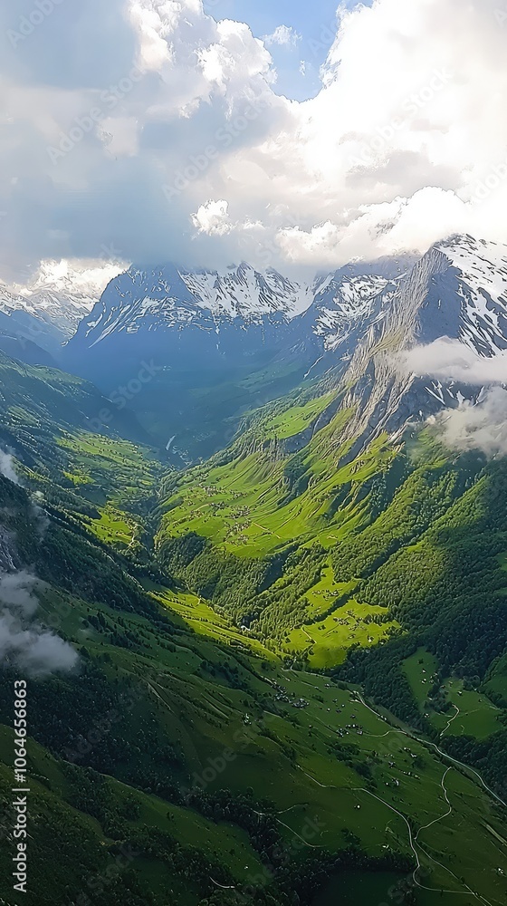 Fototapeta premium Panoramic View of Lush Swiss Alps Landscape