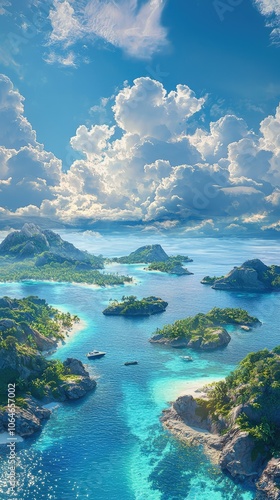 Tropical Archipelago Panoramic View from Above