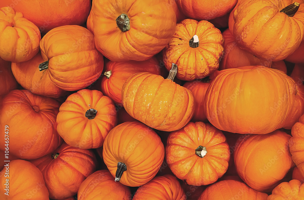 Heap of round orange pumpkins Heap of round orange pumpkins