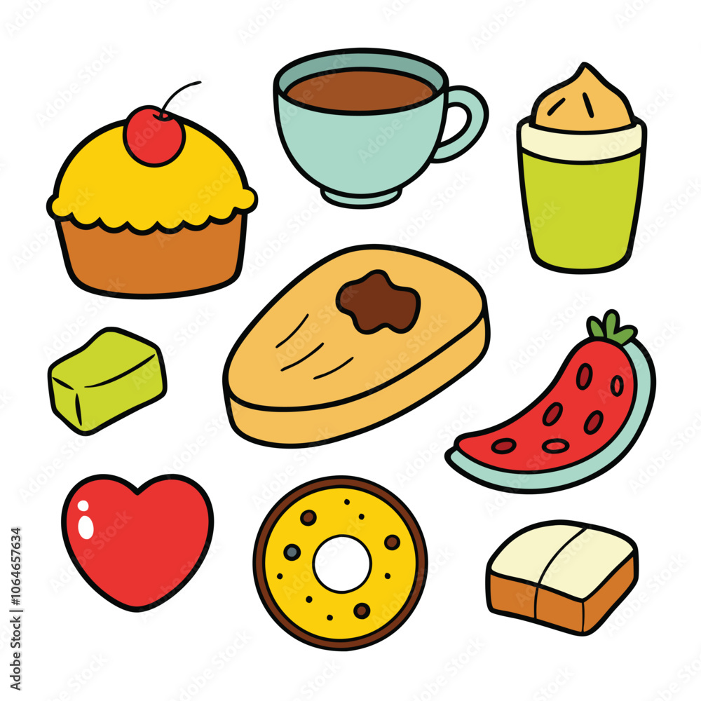 Hand drawn Breakfast food dish collection in white background Hand drawn Breakfast food dish collection in white background