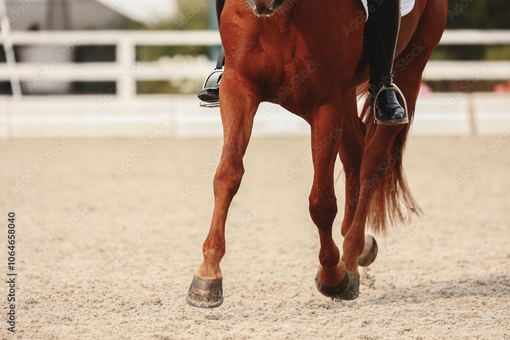 Horse hooves close-up . Details of equestrian sports Horse hooves close-up . Details of equestrian sports