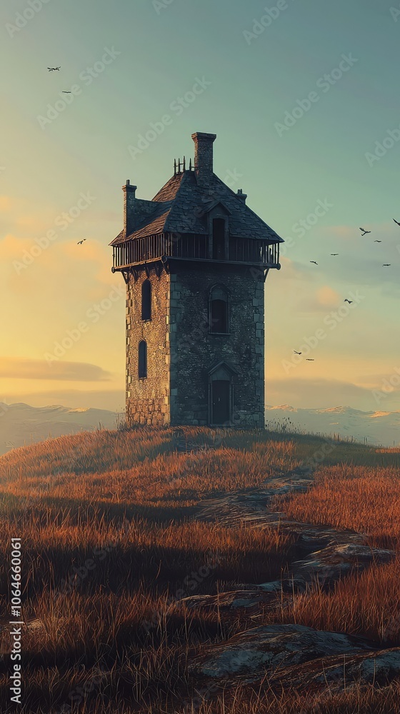 Majestic Tower House in Vast Open Landscape Majestic Tower House in Vast Open Landscape