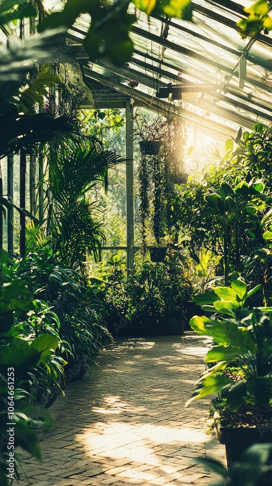 Lush Greenhouse with Hydroponic Systems and Sunlight Lush Greenhouse with Hydroponic Systems and Sunlight