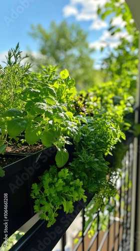 Lush Herb Garden on Balcony