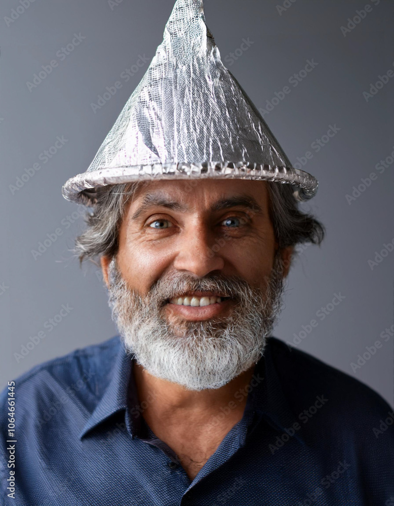 Tin Foil Hat Conspiracy Theorist Portrait Tin Foil Hat Conspiracy Theorist Portrait