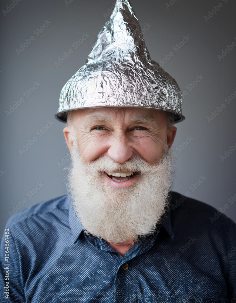 Tin Foil Hat Conspiracy Theorist Portrait Tin Foil Hat Conspiracy Theorist Portrait