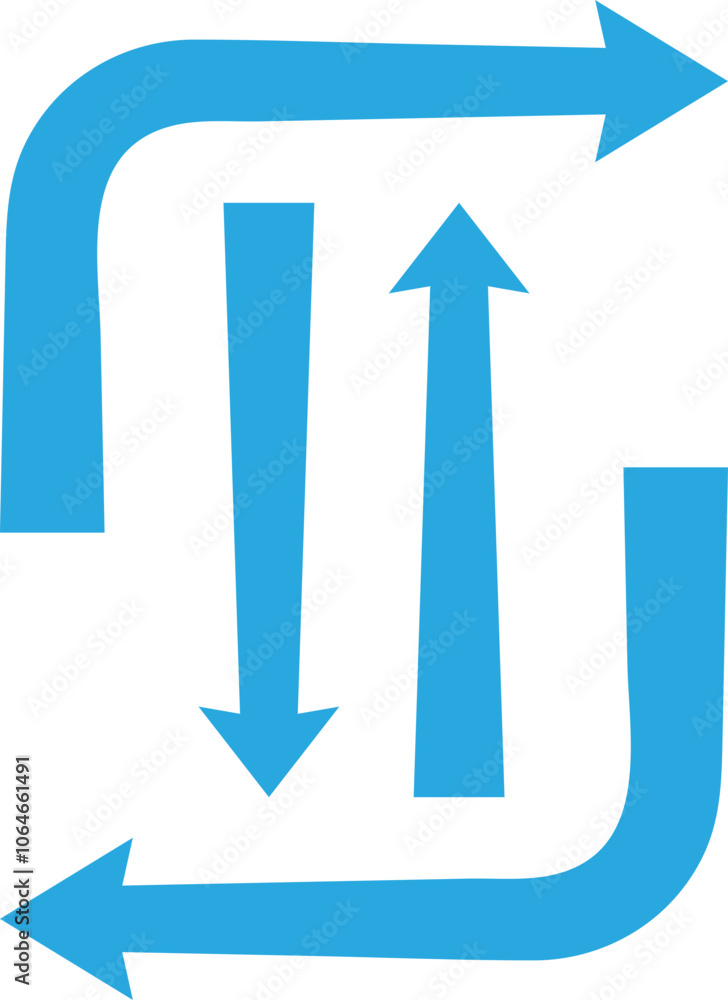 Blue arrows in various directions symbolize movement and change. Blue arrows in various directions symbolize movement and change.