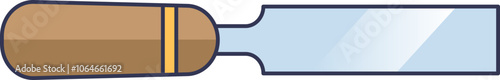 Illustration of a chisel with a wooden handle and metal blade, symbolizing precision and craftsmanship.