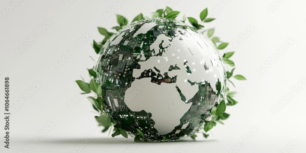 Earth globe surrounded by green foliage. Earth globe surrounded by green foliage.