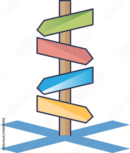 A blank crossroads signpost with four directional arrows against a clear background, symbolizing choice and decision-making.