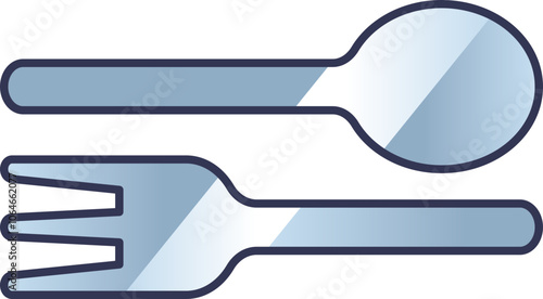 Illustration of a fork and spoon symbolizing dining and culinary themes.